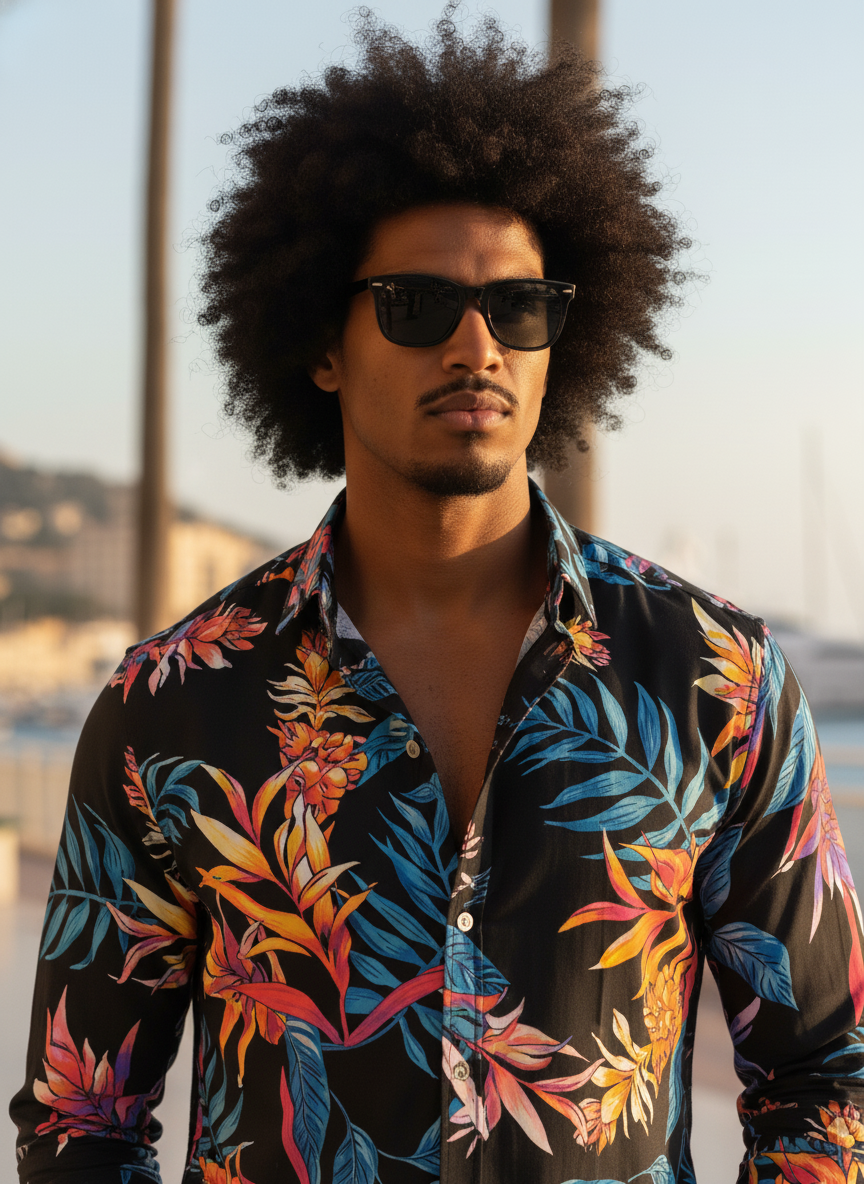 SMOKE FLORAL PRINTED SHIRT