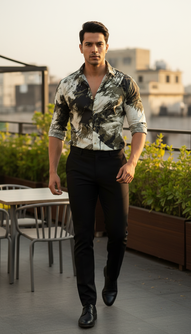 SMOKE ABSTRACT PRINT SHIRT