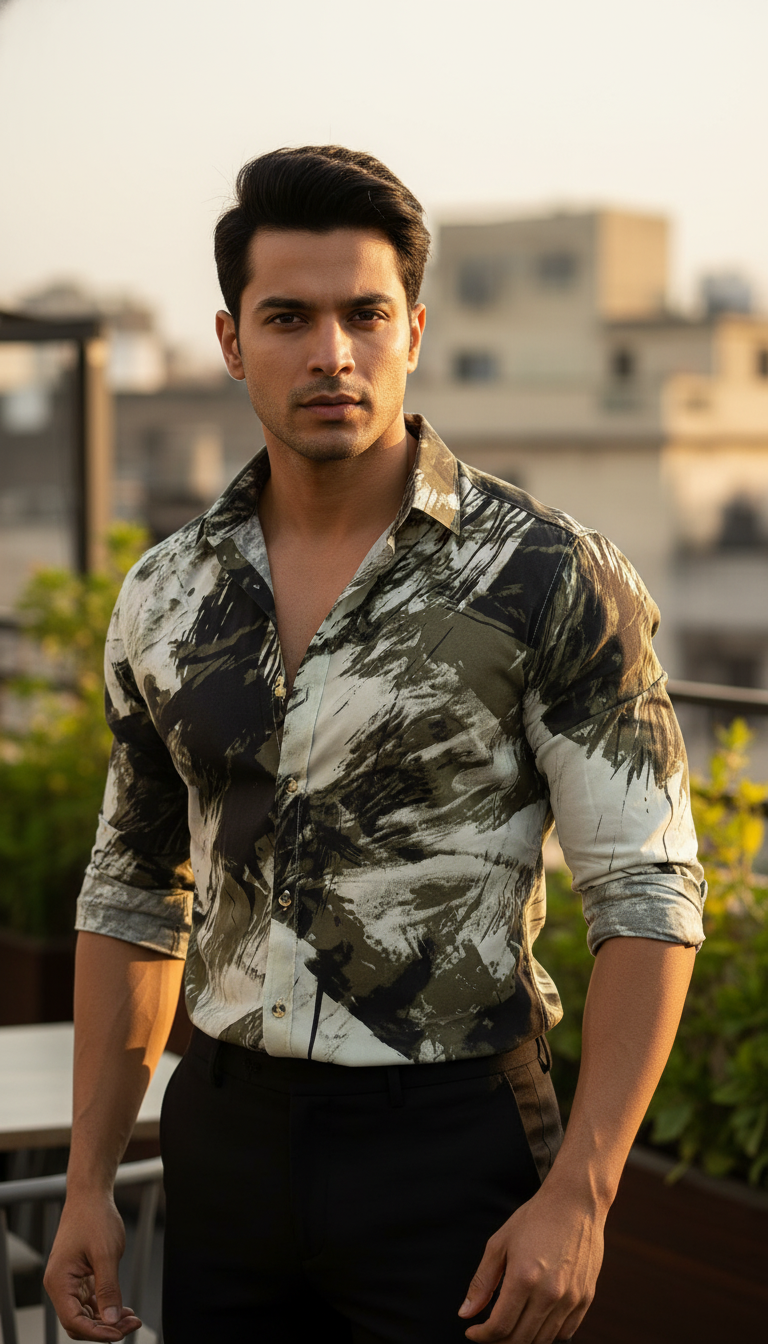 SMOKE ABSTRACT PRINT SHIRT